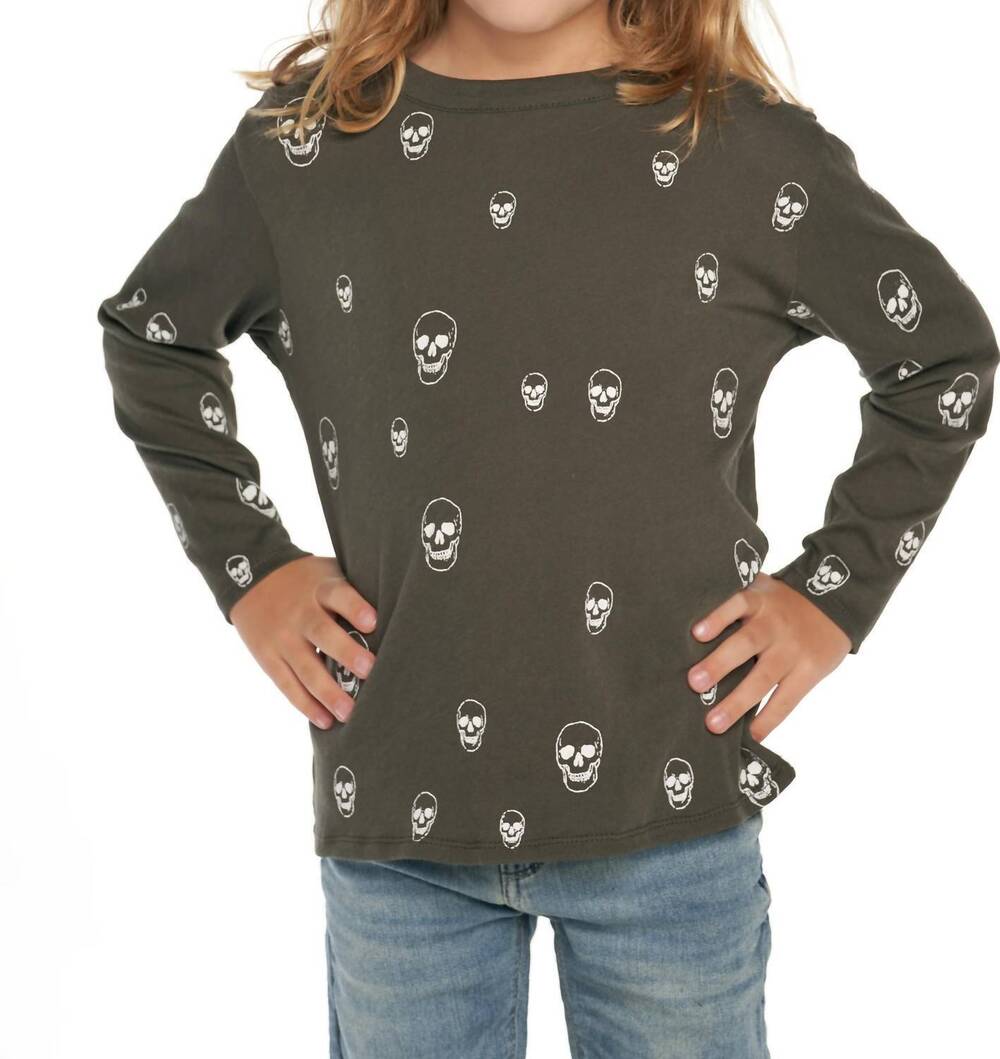 NEW CHASER kid's skull toss tee in green
